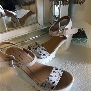 Tan Snake Skin Platforms